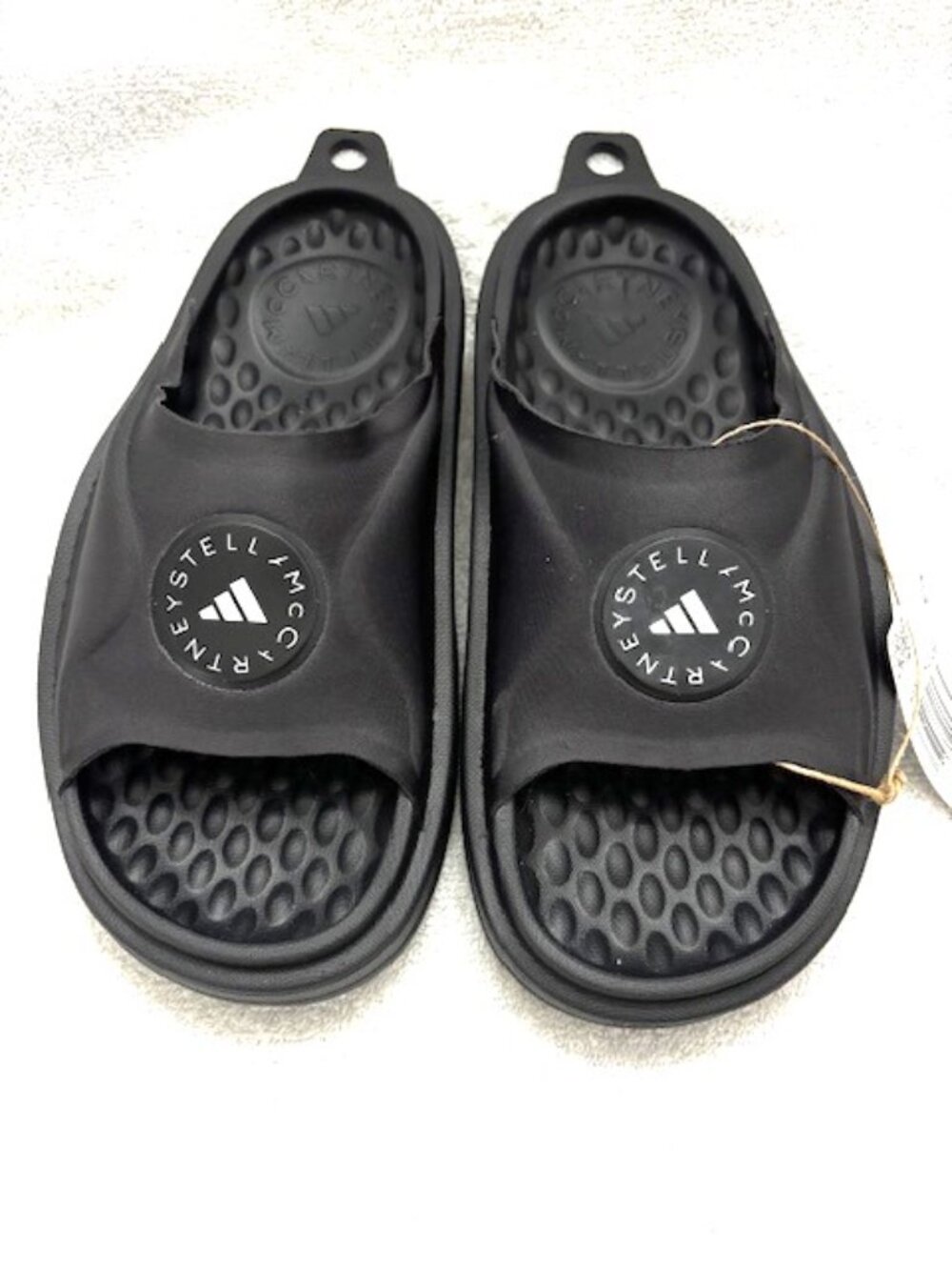 adidas by Stella McCartney 'Sporty Logo Core Black' slide sandals NWT